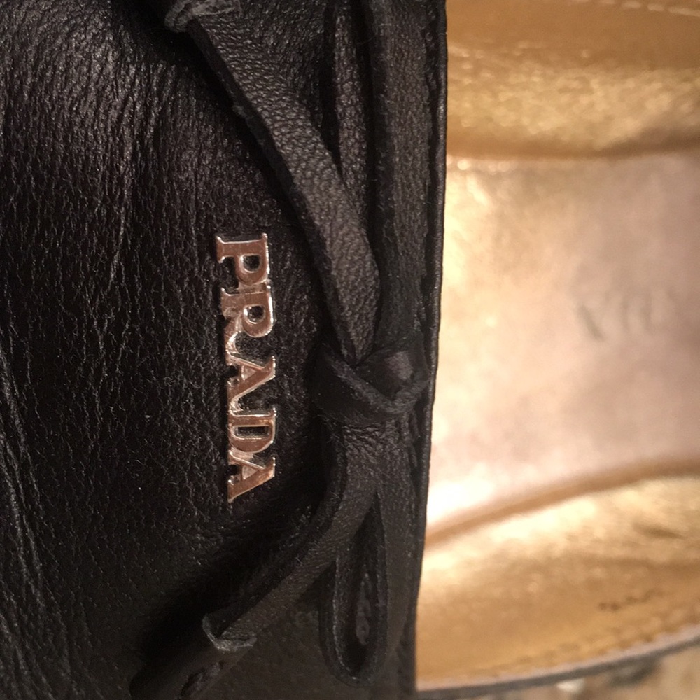 Prada ladies espadrilles size 391/2 black leather - Picture 3 of 8